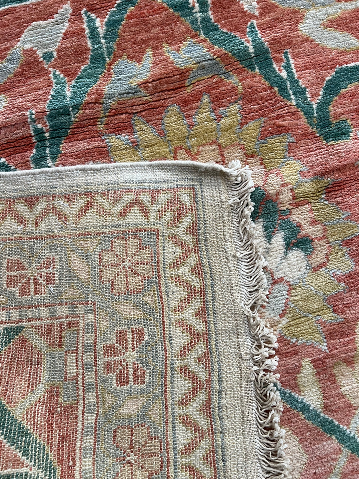 Oversized Handmade Traditional Wool Rug – Ivory, Rust Red &amp; Sage Green | 15’3” × 18’0”