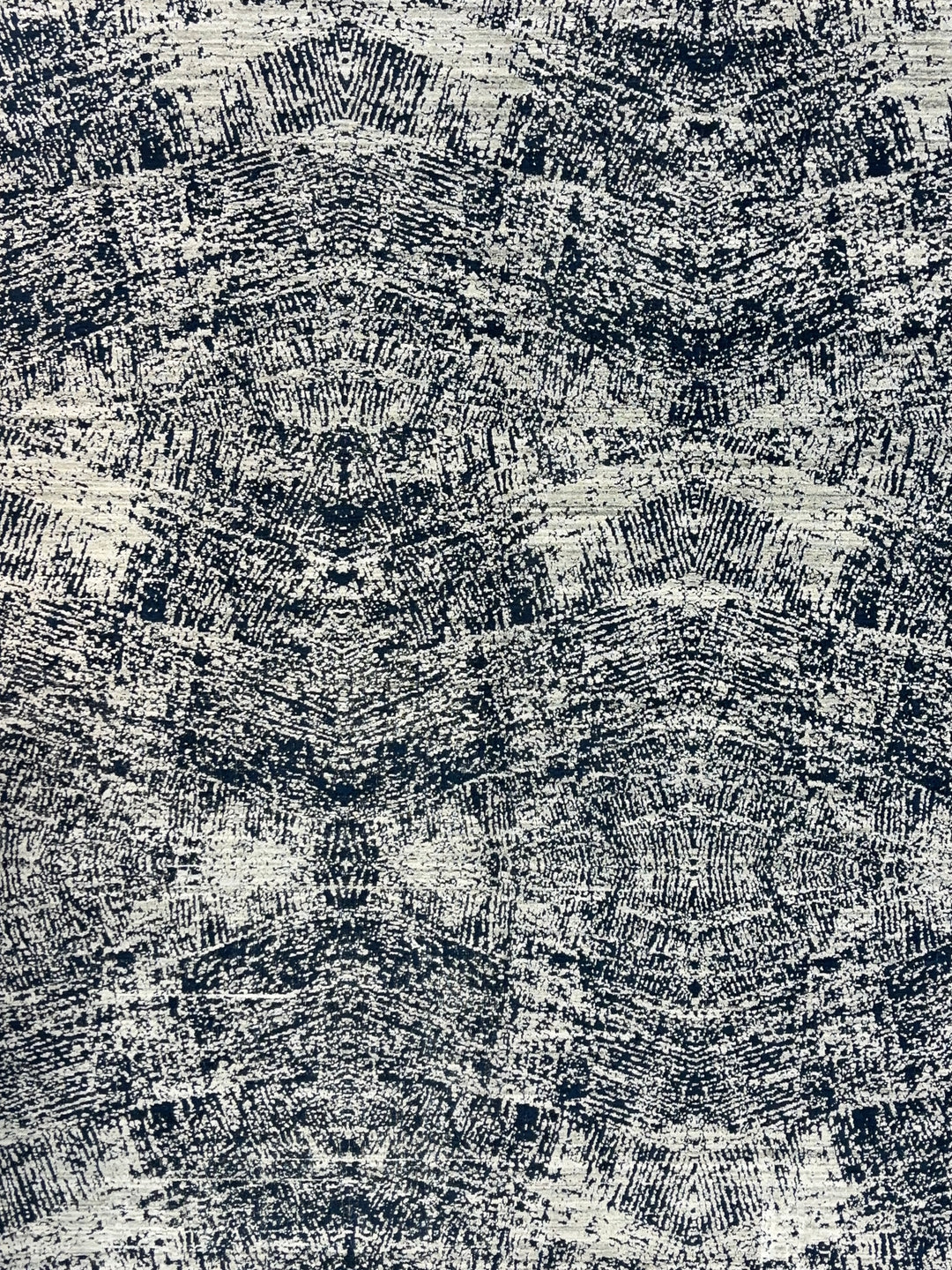 Handmade Modern Abstract Wool Rug – Navy Blue &amp; Ivory | 8’1” × 9’11”