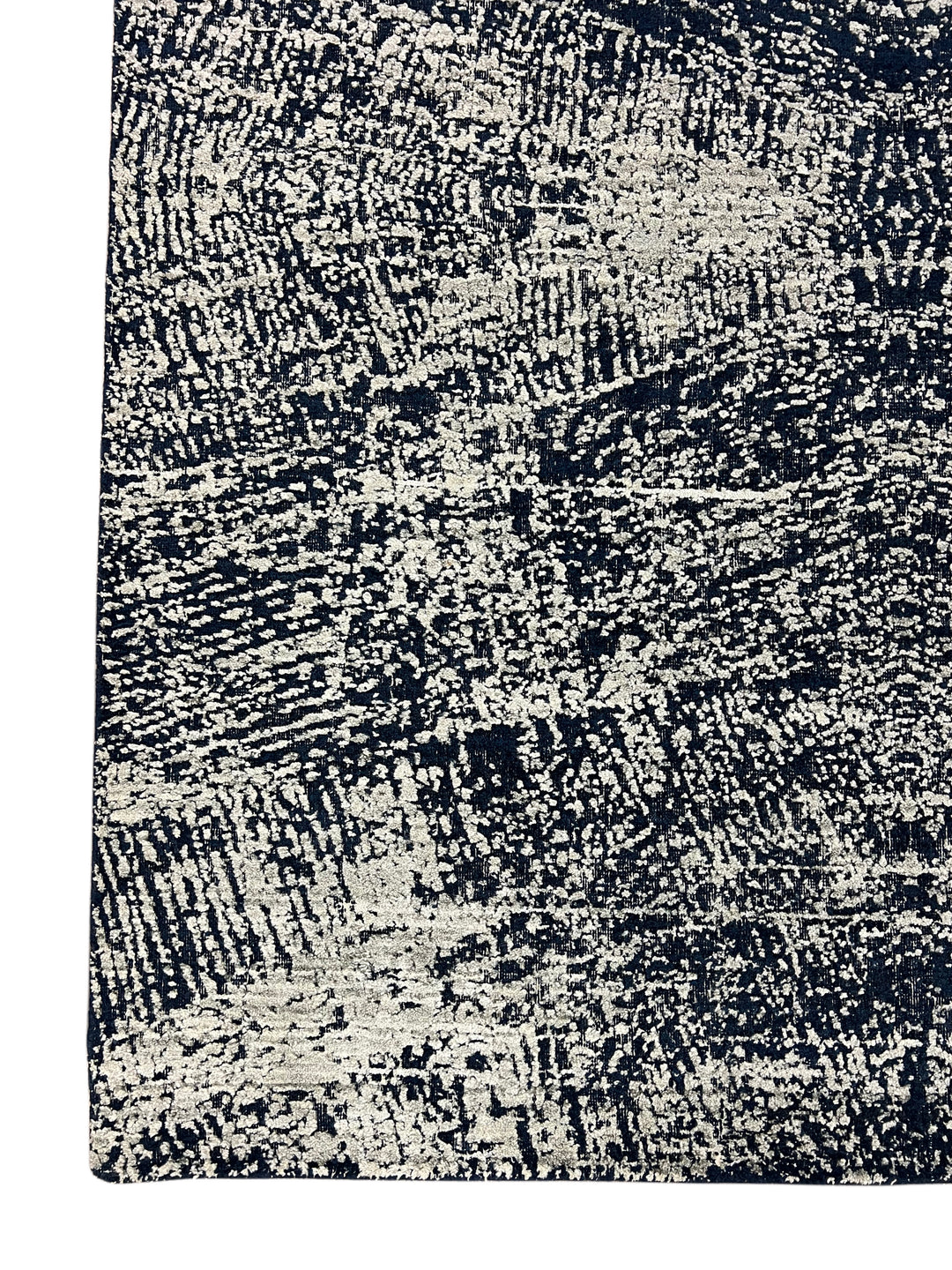 Handmade Modern Abstract Wool Rug – Navy Blue &amp; Ivory | 8’1” × 9’11”