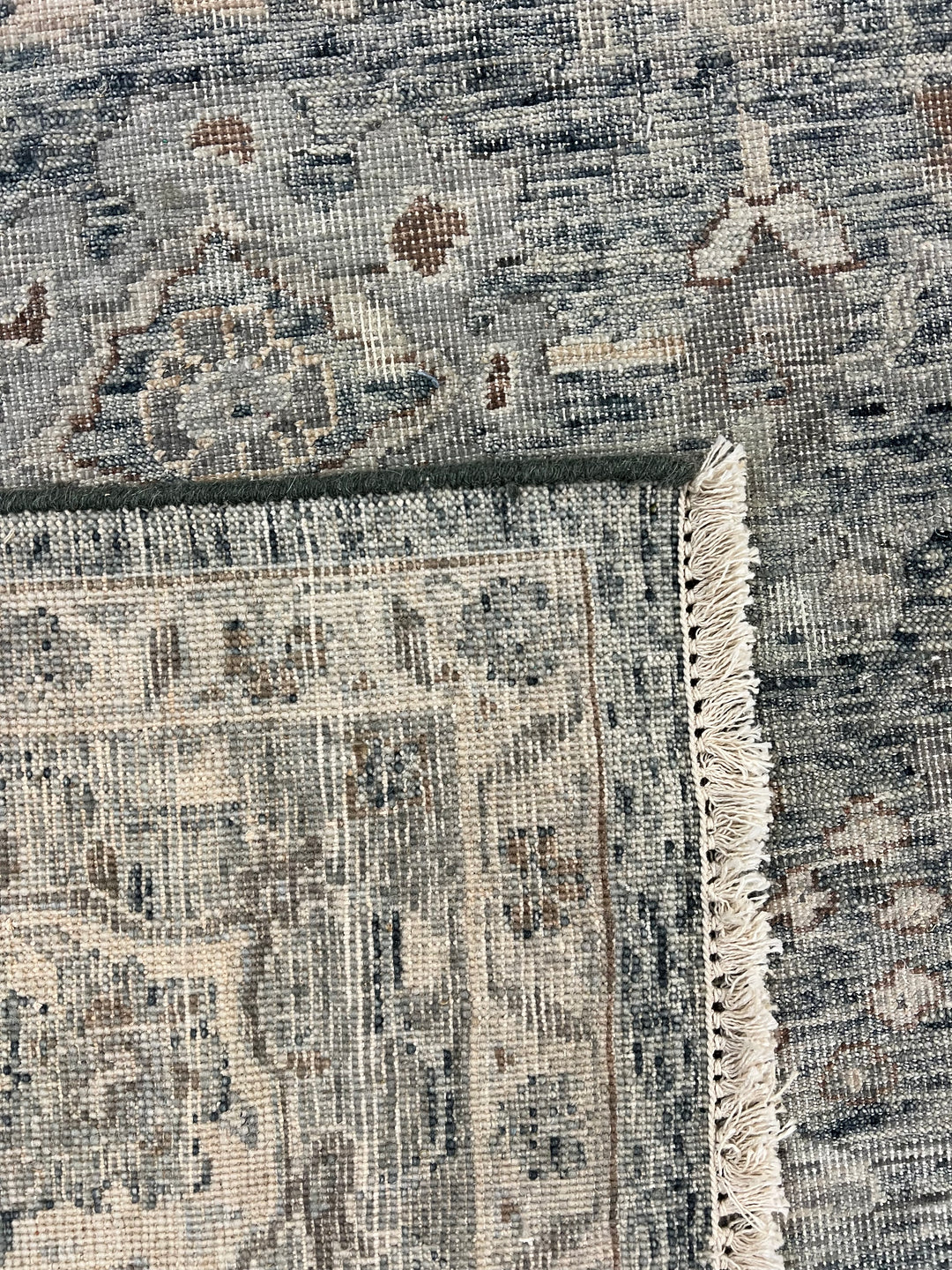 Blue &amp; Gray Vintage Floral Design – Hand-Knotted Wool Rug – 8.0’ x 11.0’