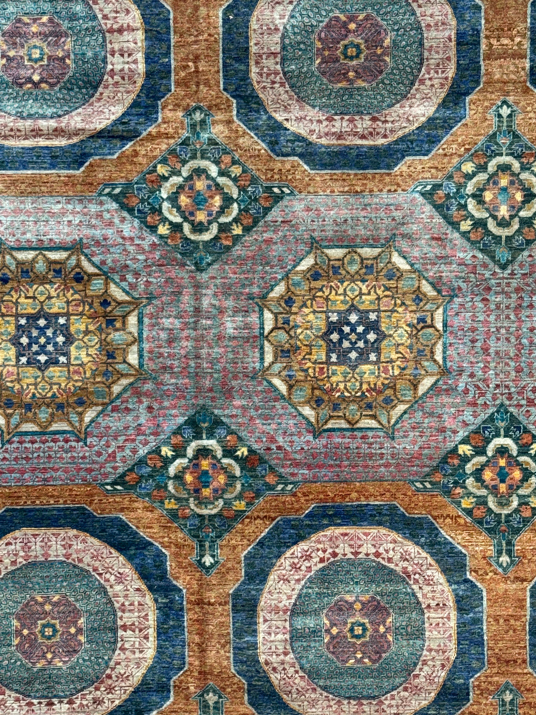 Multicolor Geometric Medallion Design – Hand-Knotted Mamluk Wool Rug – 13.3’ x 19.2’