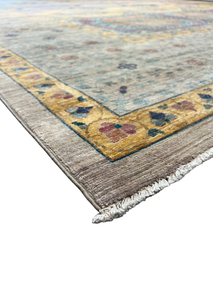 Multicolor Geometric Medallion Design – Hand-Knotted Mamluk Wool Rug – 13.3’ x 19.2’
