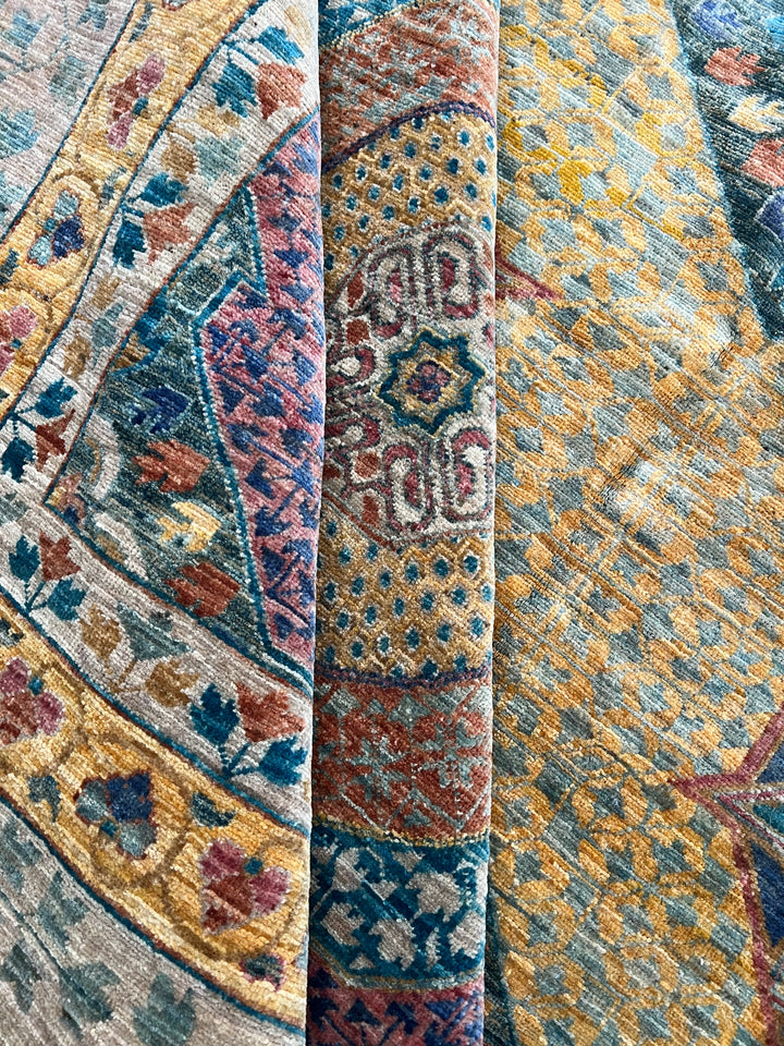 Multicolor Geometric Medallion Design – Hand-Knotted Mamluk Wool Rug – 13.3’ x 19.2’