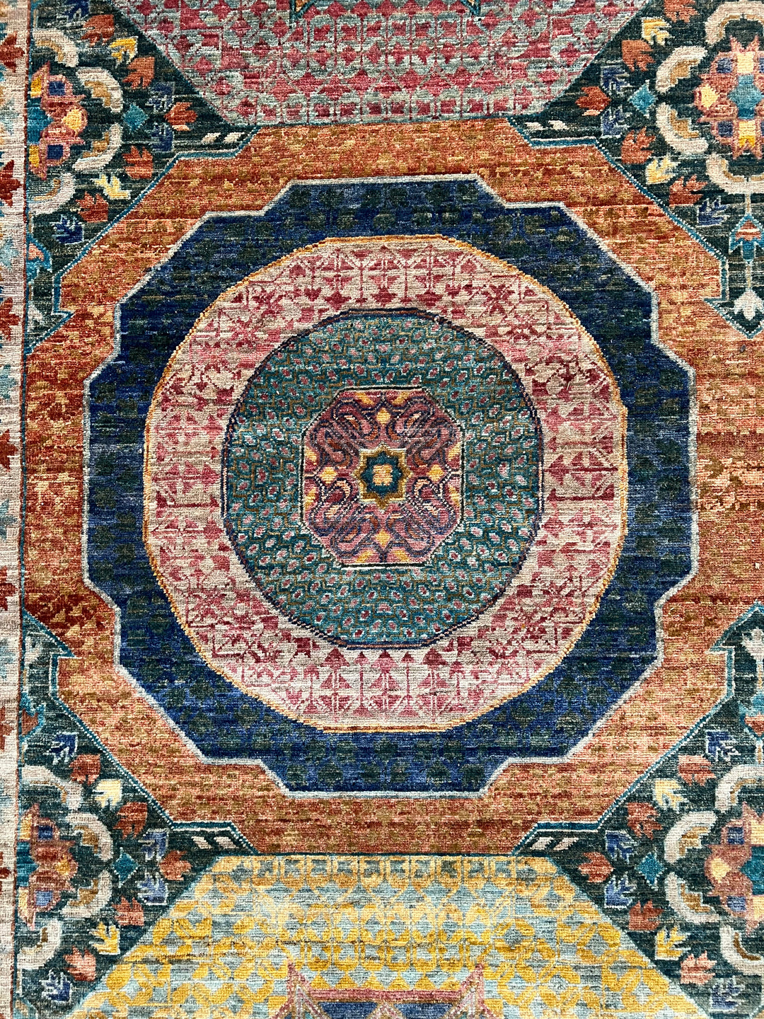 Multicolor Geometric Medallion Design – Hand-Knotted Mamluk Wool Rug – 13.3’ x 19.2’