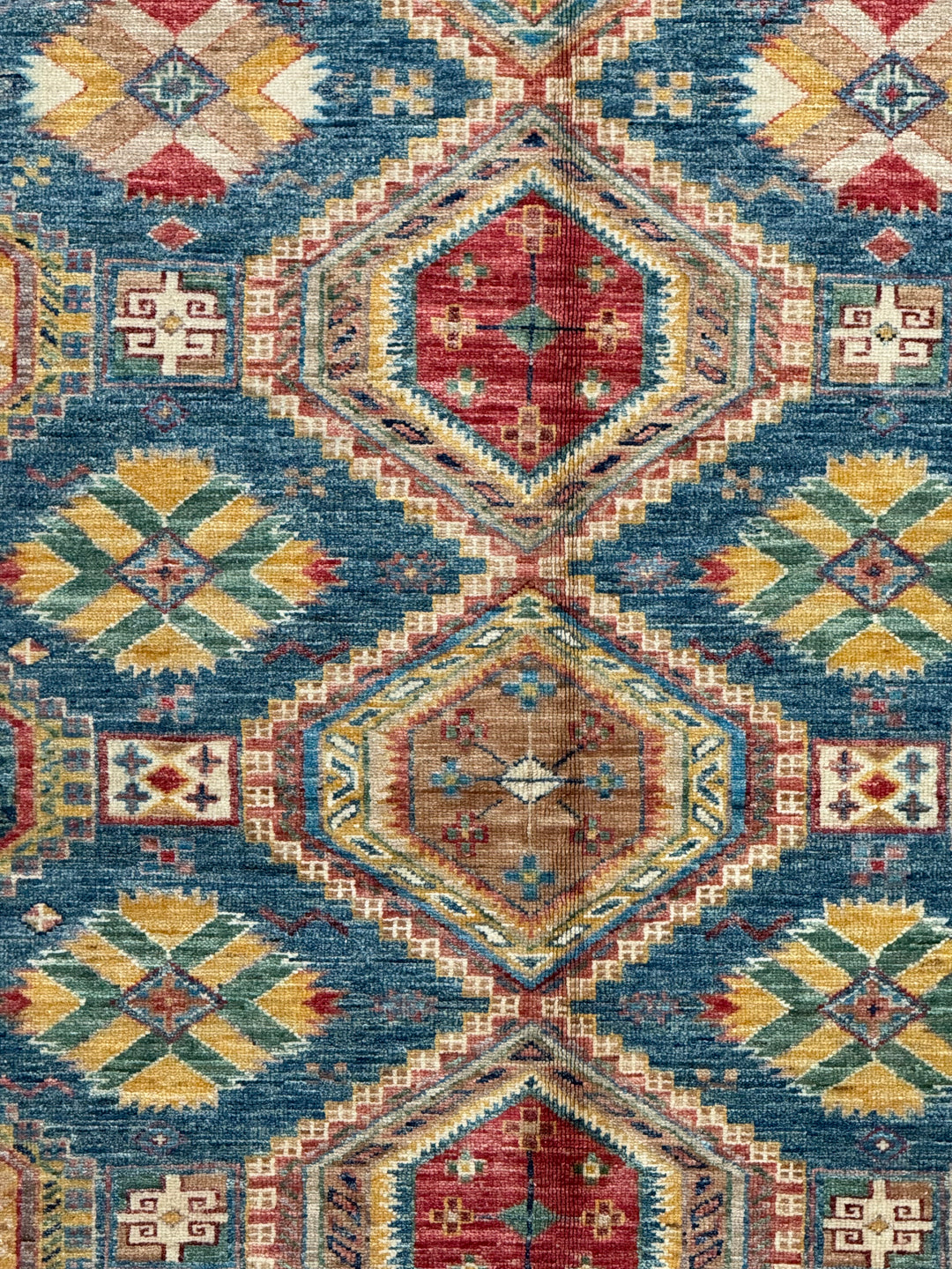 Deep Teal &amp; Multicolor Geometric Wool Rug – 8.3’ x 10.3’