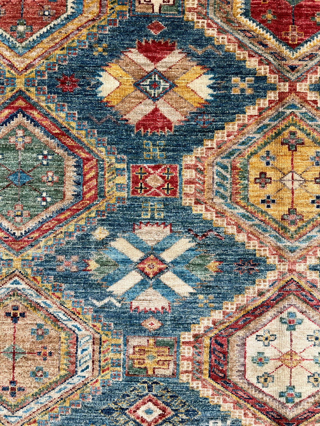 Deep Teal &amp; Multicolor Geometric Wool Rug – 8.3’ x 10.3’