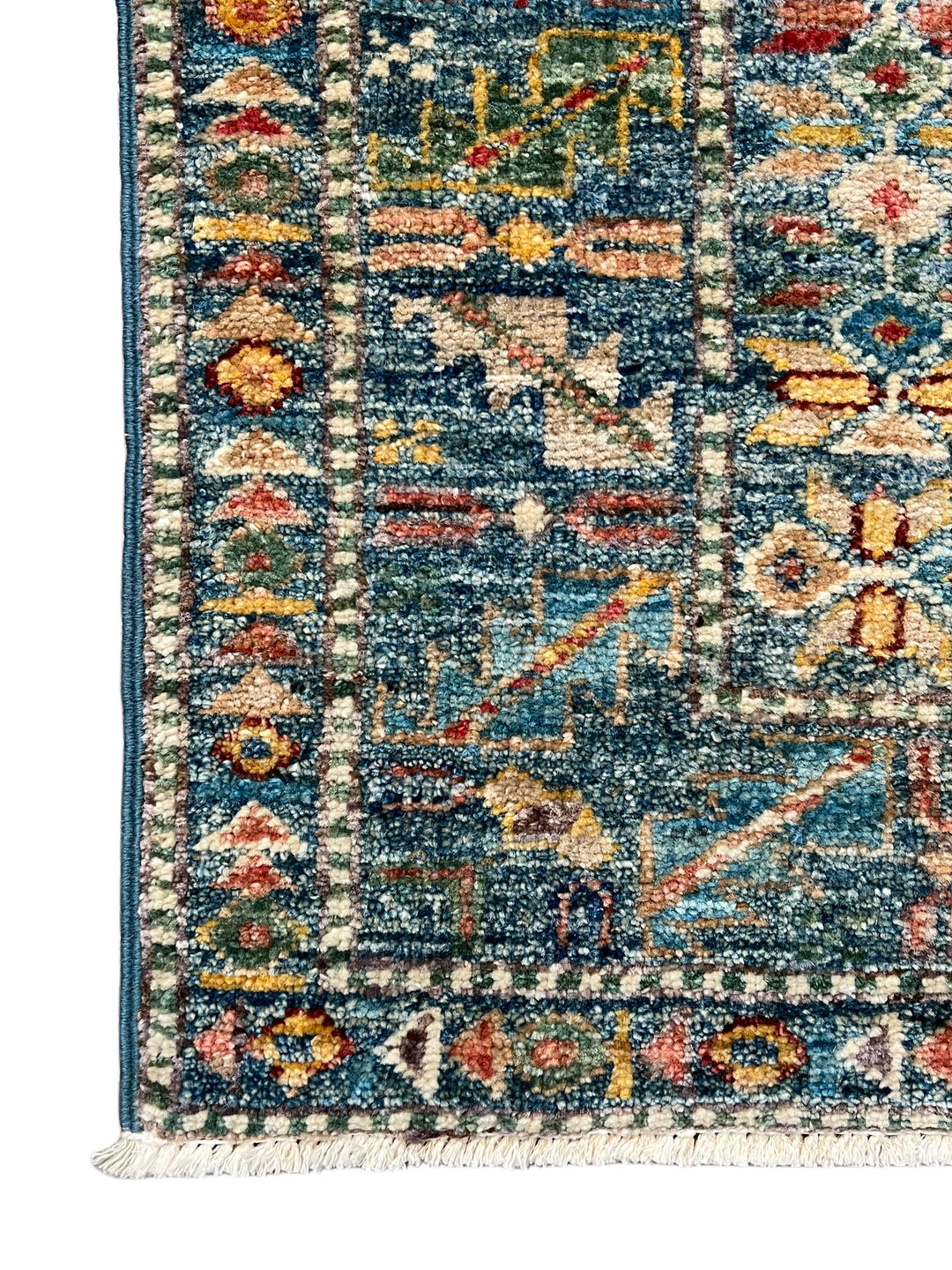 Deep Teal &amp; Multicolor Geometric Wool Rug – 8.3’ x 10.3’