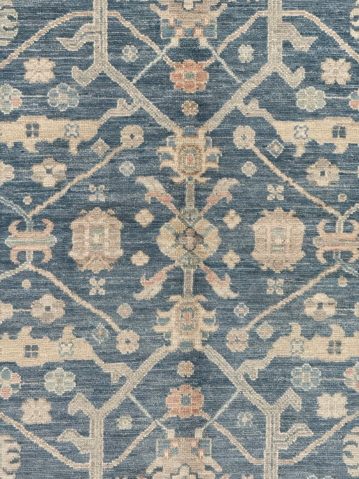 Soft Blue &amp; Ivory Floral Wool Rug – 8.1’ x 10.0’
