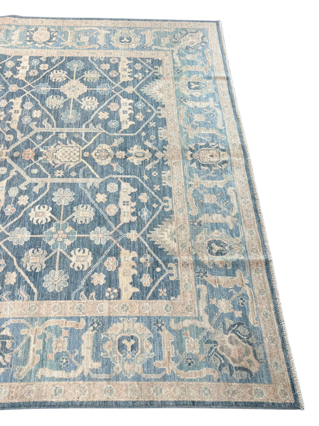 Soft Blue &amp; Ivory Floral Wool Rug – 8.1’ x 10.0’