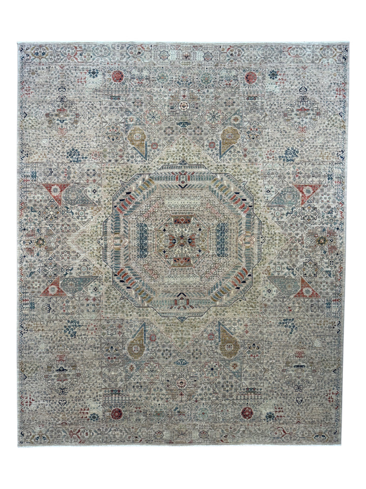 Ivory &amp; Soft Beige Medallion Wool Rug – 8.1’ x 9.11’