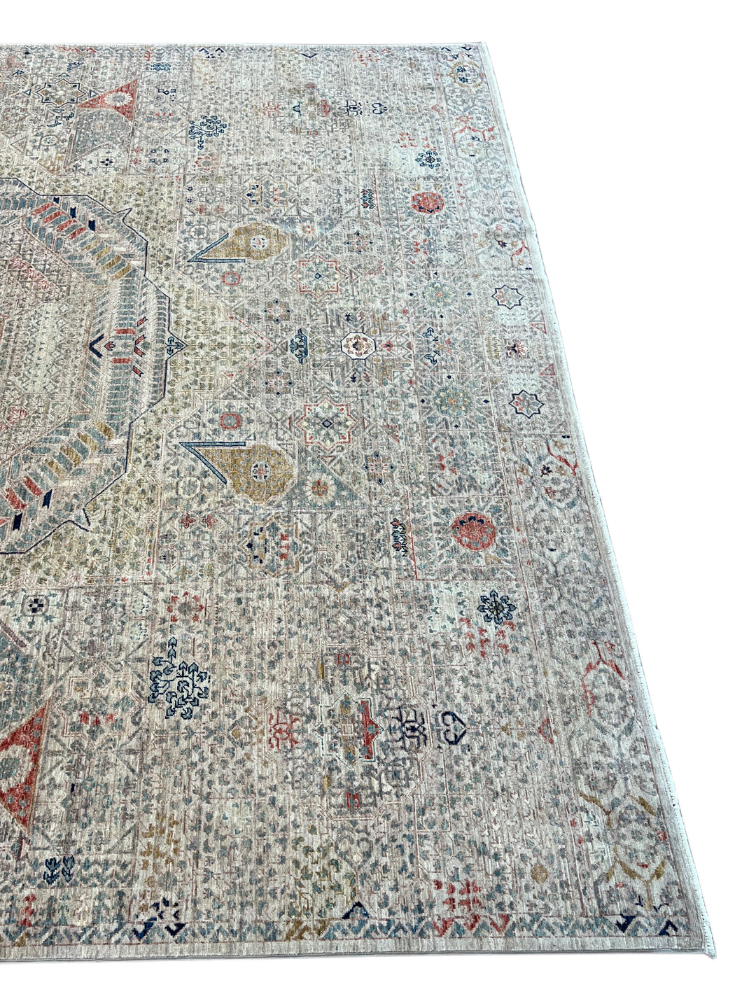 Ivory &amp; Soft Beige Medallion Wool Rug – 8.1’ x 9.11’