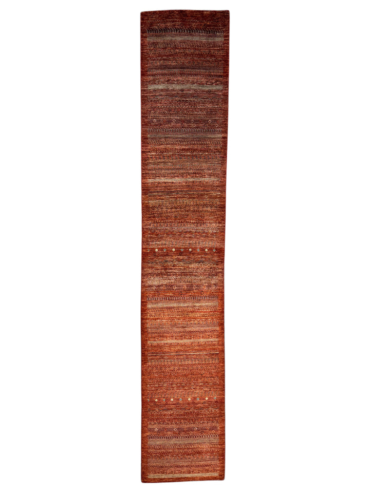Rust &amp; Burnt Orange Tribal Wool Runner Rug – 2.10’ x 15.10’