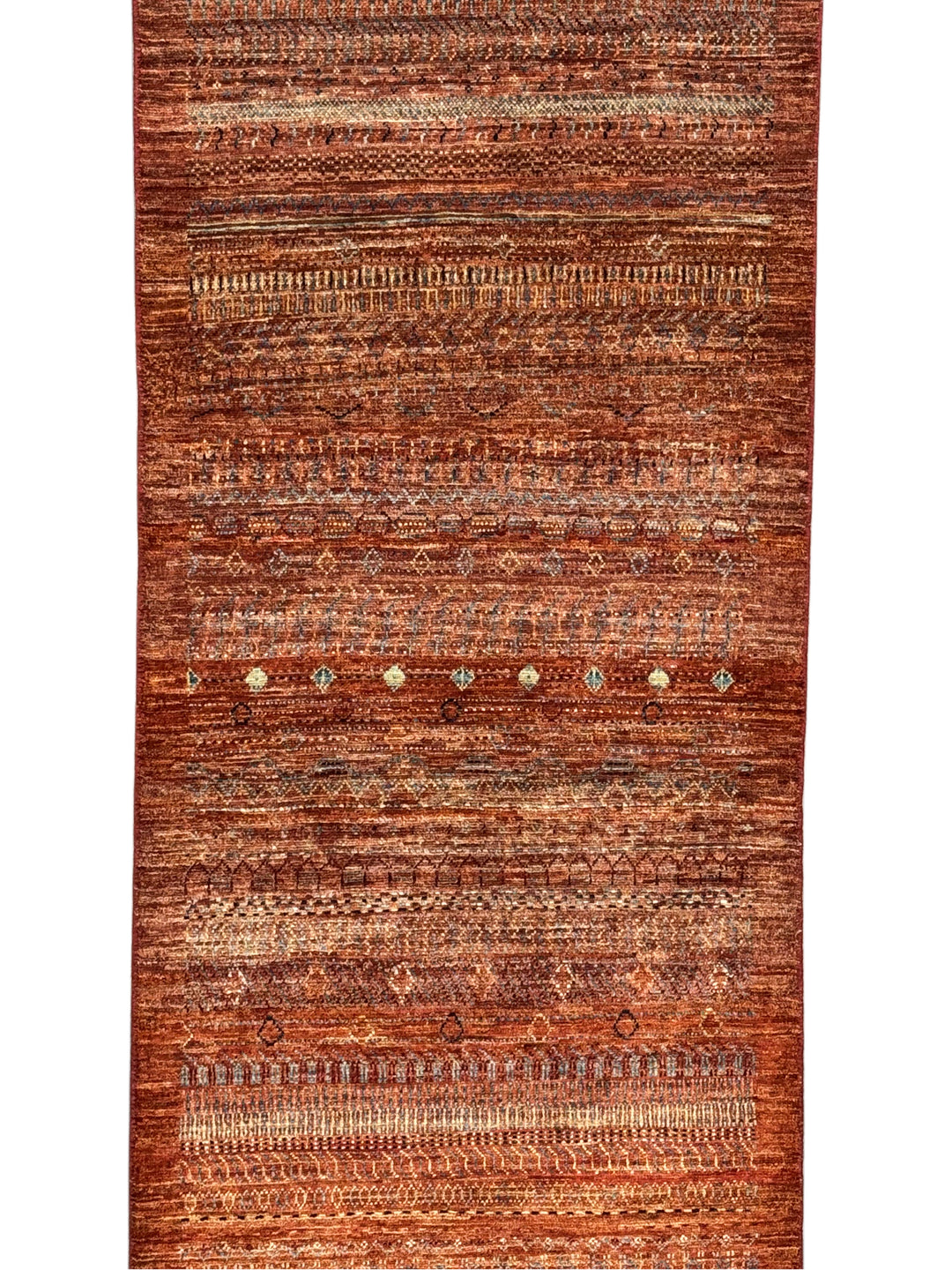 Rust &amp; Burnt Orange Tribal Wool Runner Rug – 2.10’ x 15.10’