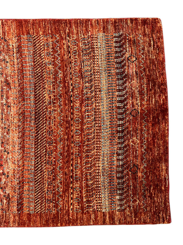 Rust &amp; Burnt Orange Tribal Wool Runner Rug – 2.10’ x 15.10’