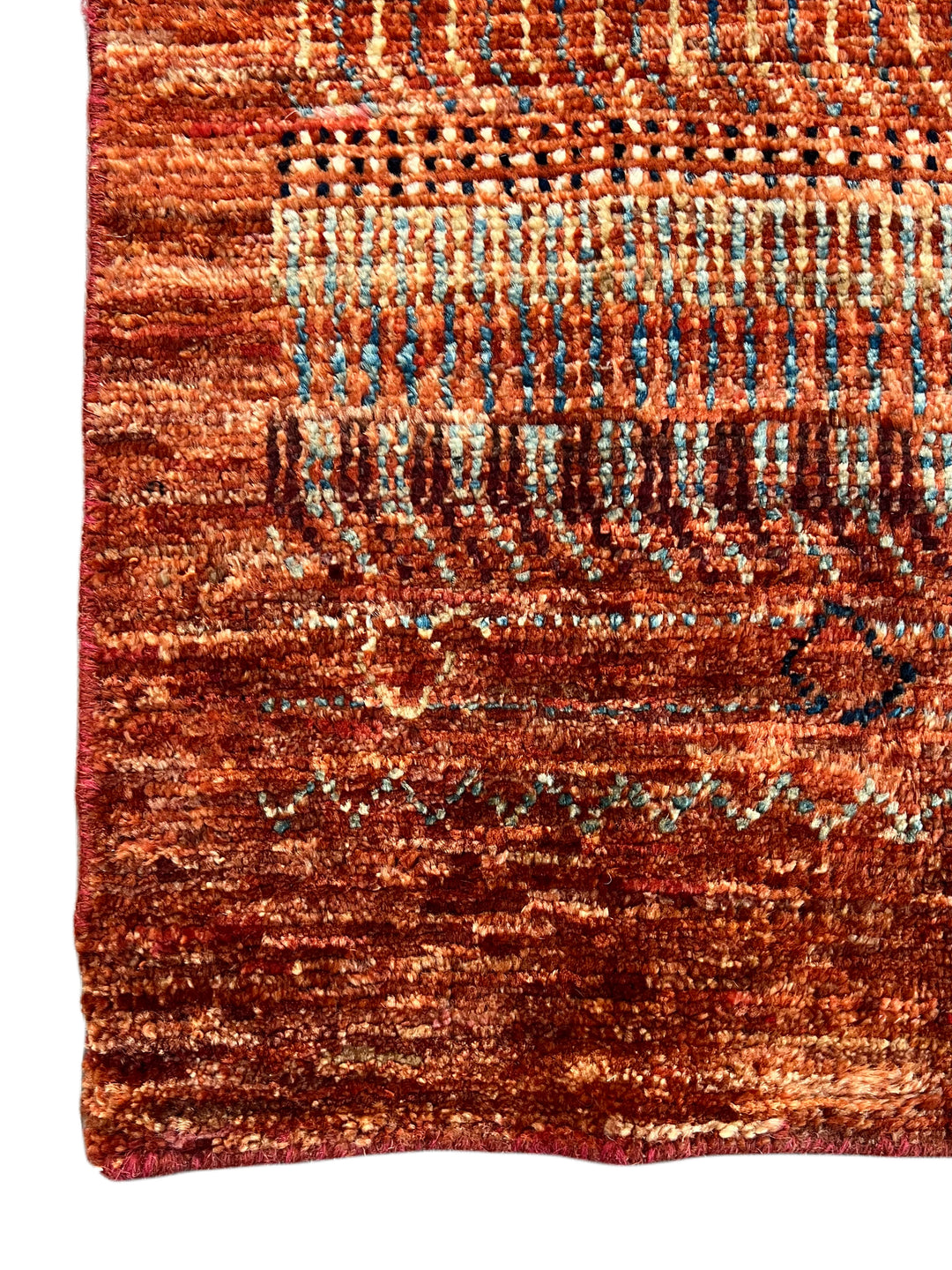 Rust &amp; Burnt Orange Tribal Wool Runner Rug – 2.10’ x 15.10’