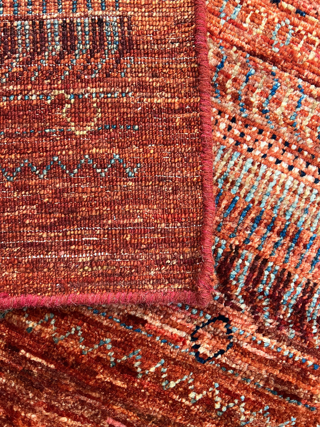 Rust &amp; Burnt Orange Tribal Wool Runner Rug – 2.10’ x 15.10’