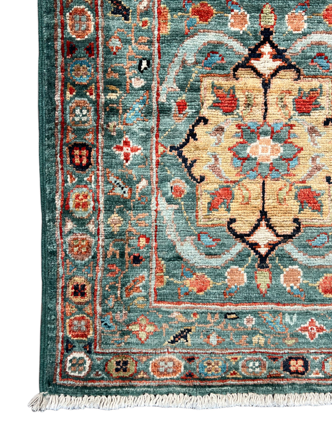 Teal, Aqua &amp; Rust Floral Wool Rug – 9.1’ x 12.3’