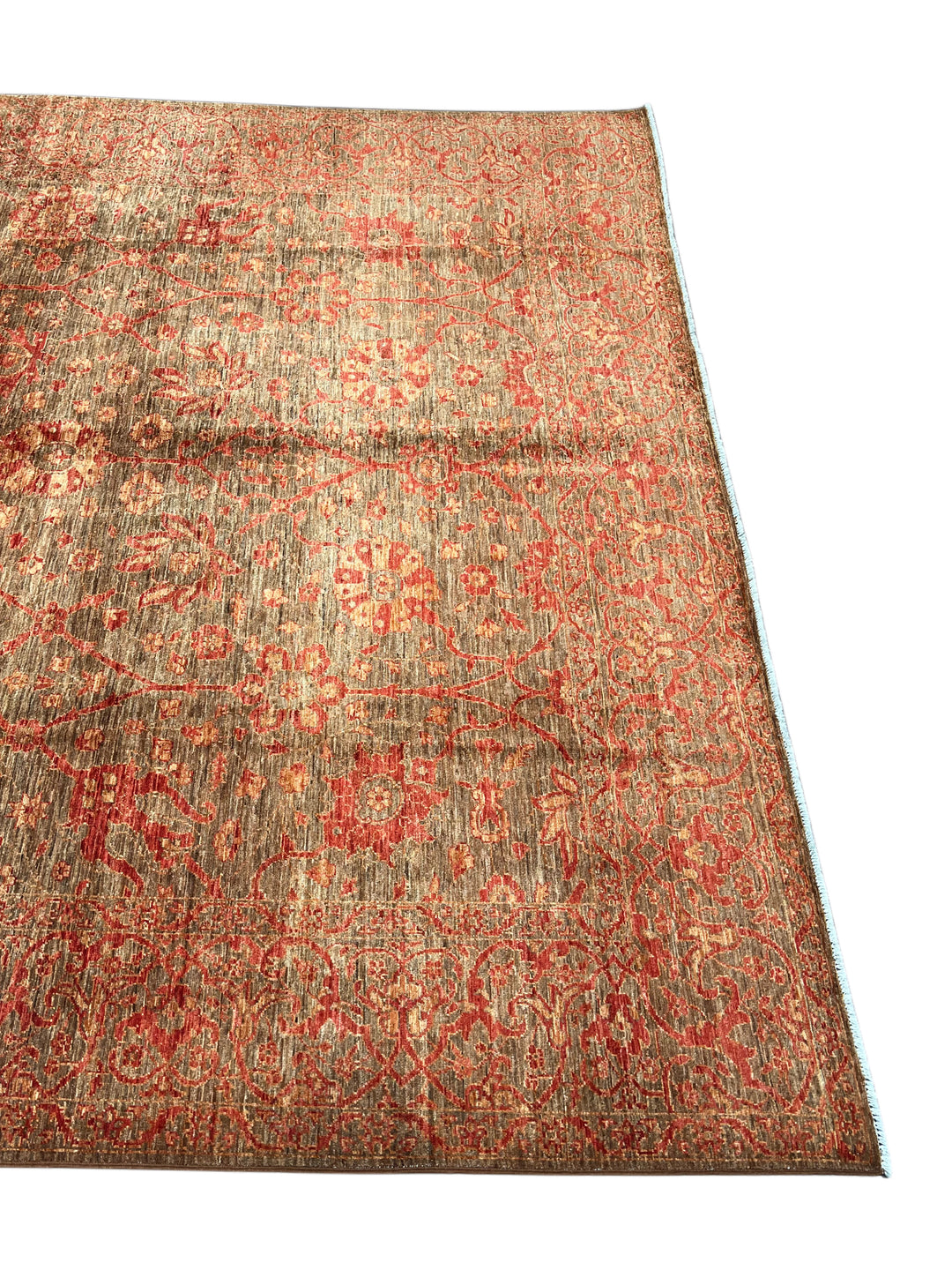 Rust, Brown &amp; Terracotta Floral Wool Rug – 8.3’ x 10.3’
