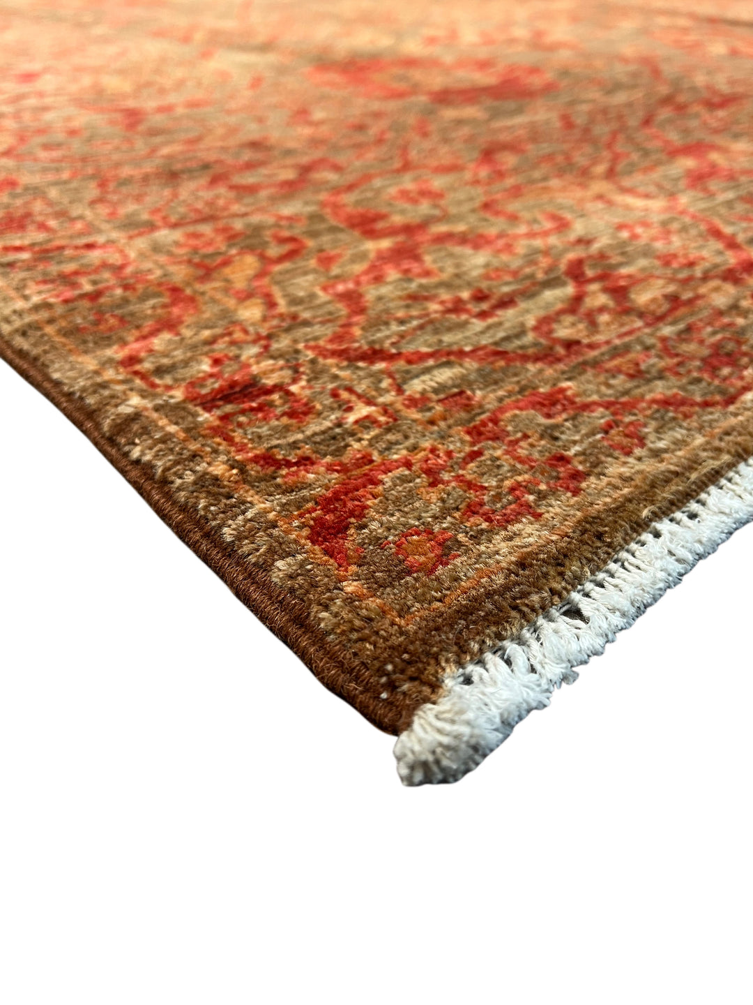 Rust, Brown &amp; Terracotta Floral Wool Rug – 8.3’ x 10.3’