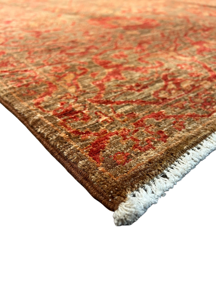 Rust, Brown &amp; Terracotta Floral Wool Rug – 8.3’ x 10.3’