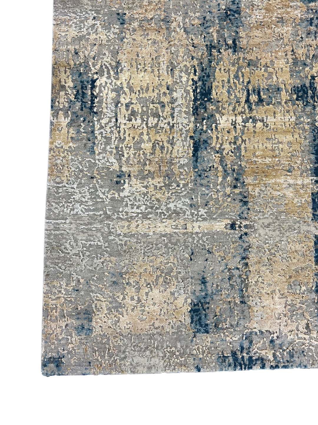 Gray, Ivory &amp; Deep Blue Abstract Modern Rug – 8.0’ x 9.10’
