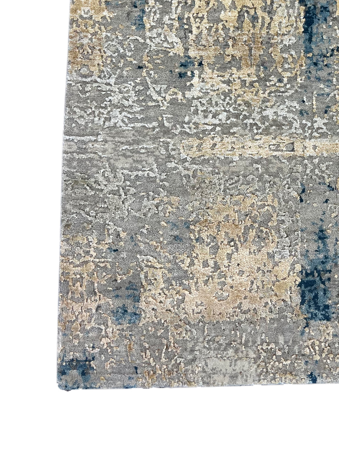 Gray, Ivory &amp; Deep Blue Abstract Modern Rug – 8.0’ x 9.10’