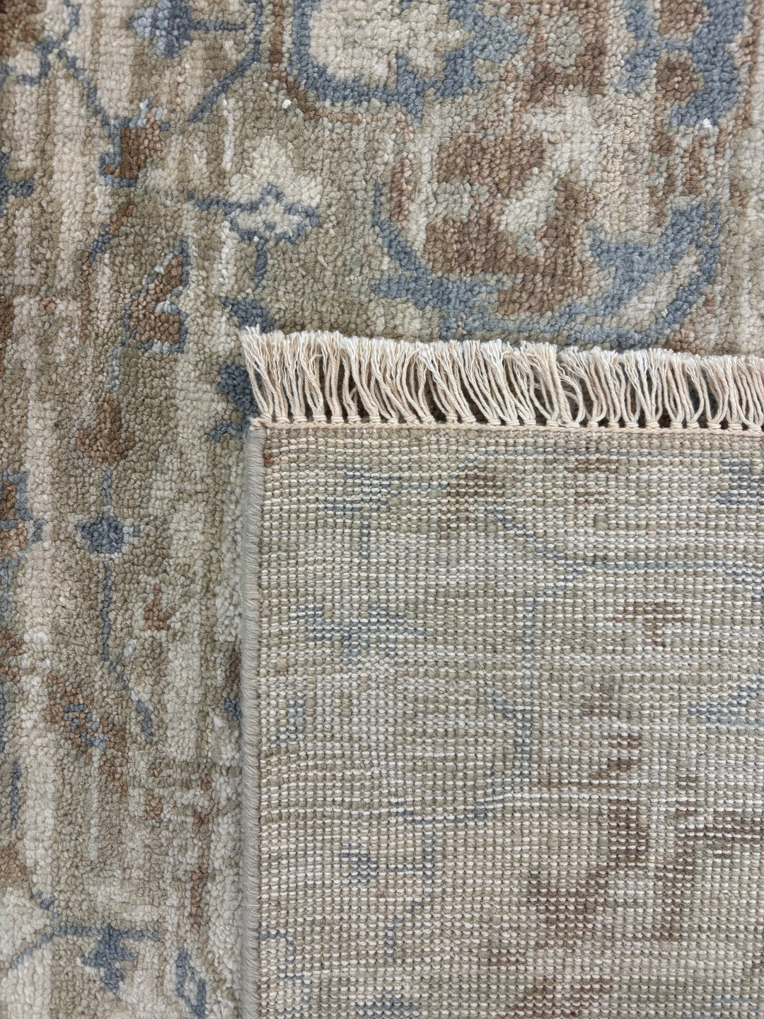Soft Beige, Taupe &amp; Light Blue Distressed Floral Rug – 8.0’ x 10.0’