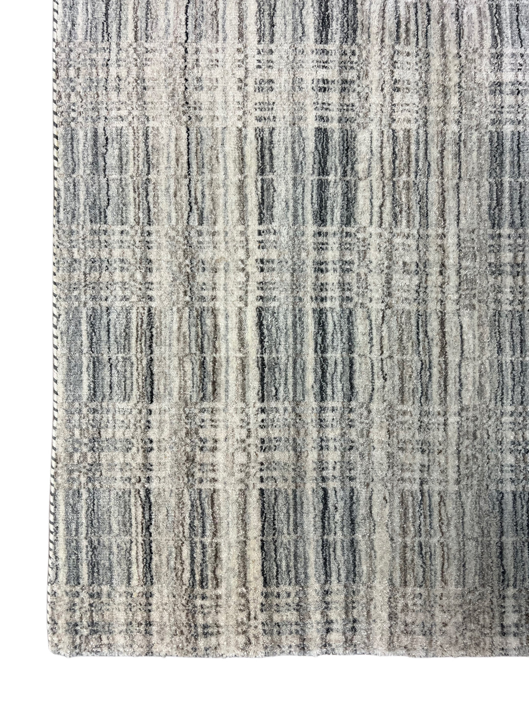 Gray, Ivory &amp; Charcoal Abstract Plaid Rug – 7’ x 10’