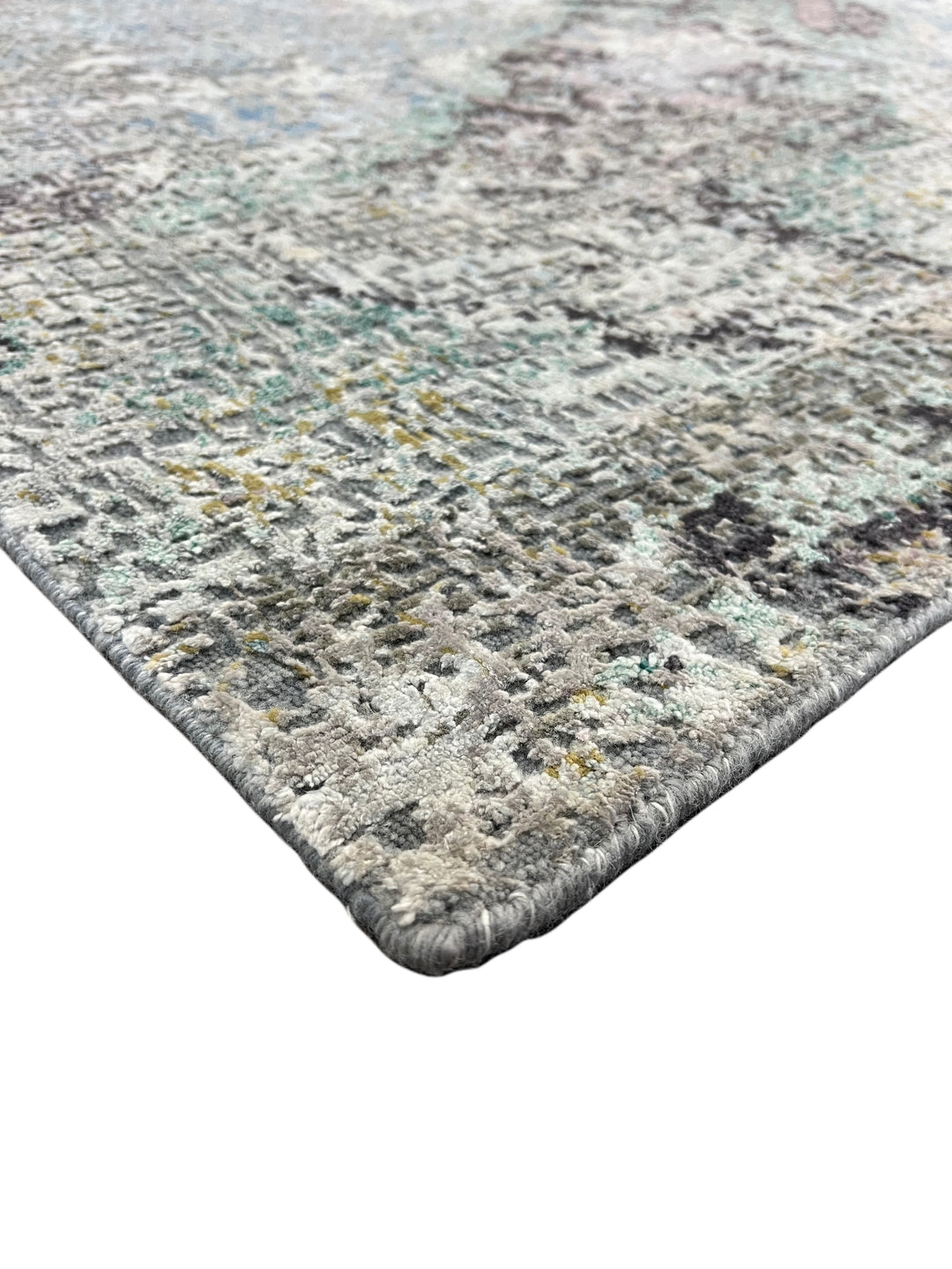 Gray, Blue &amp; Lavender Abstract Art Silk Rug – 8.11’ x 11.11’
