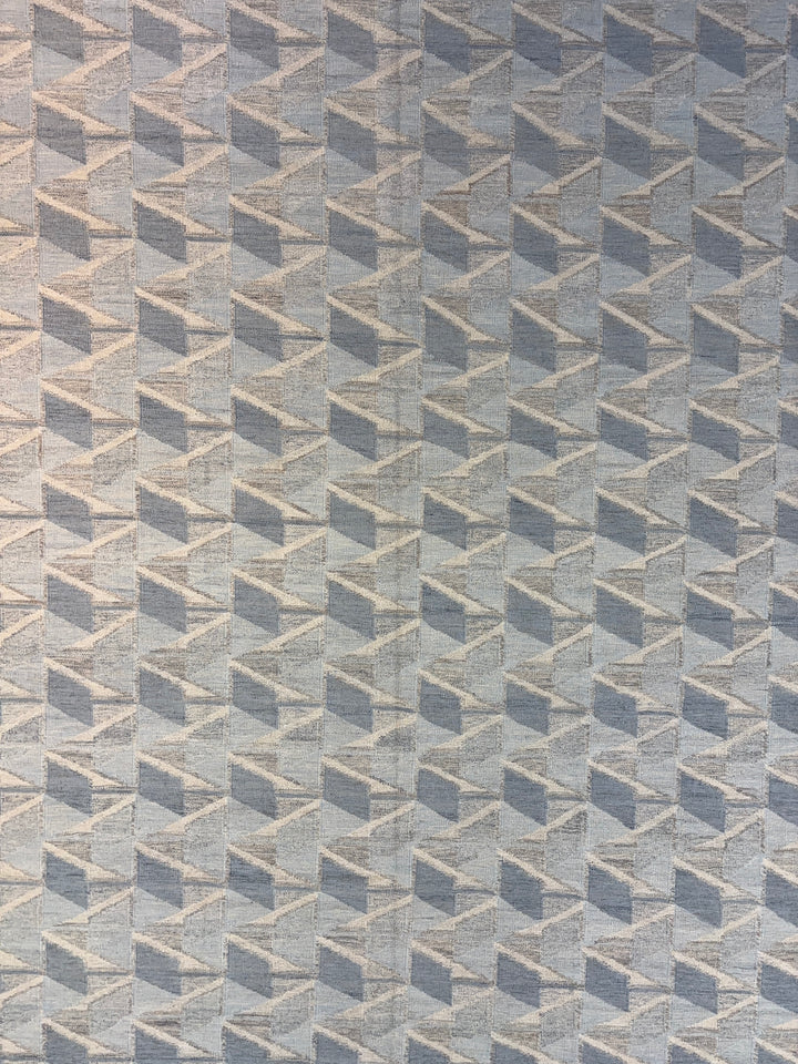 Blue, Gray &amp; Ivory Geometric Flatweave Wool Rug – 16’0” x 18’6”