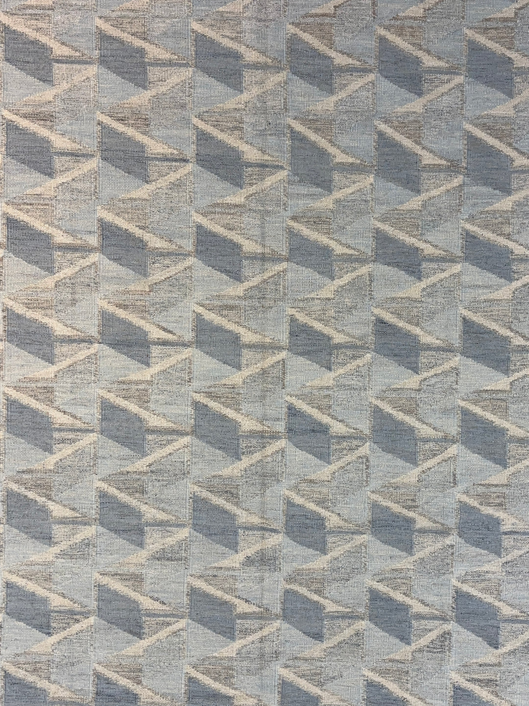 Blue, Gray &amp; Ivory Geometric Flatweave Wool Rug – 16’0” x 18’6”