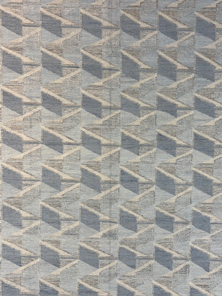 Blue, Gray &amp; Ivory Geometric Flatweave Wool Rug – 16’0” x 18’6”