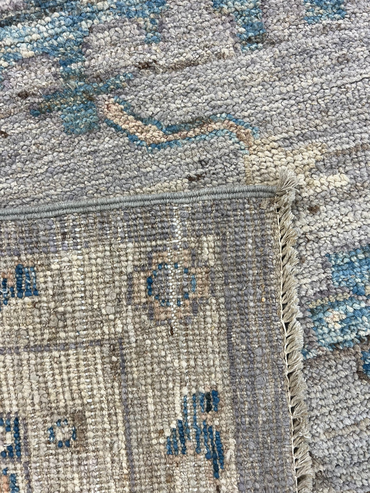 Grey, Ivory &amp; Blue Distressed Floral Rug – 12’7” x 15’0”