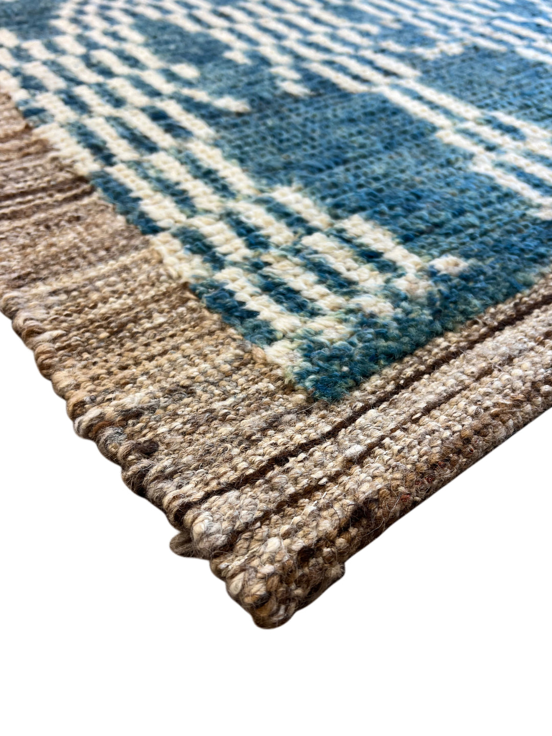 Teal Blue &amp; Ivory Moroccan Style Geometric Rug – 8’2” x 10’3”