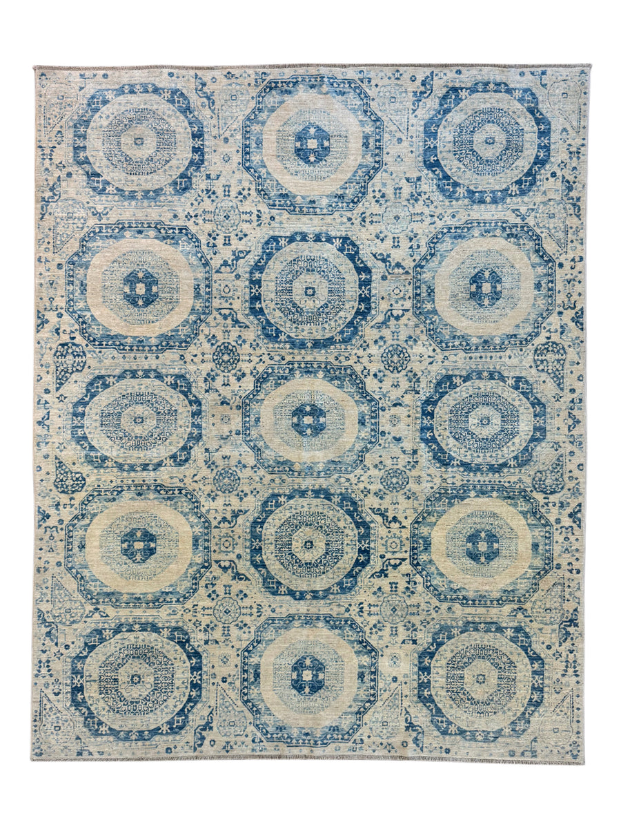 Blue & Ivory Octagonal Medallion Rug – 7’10” x 9’9”