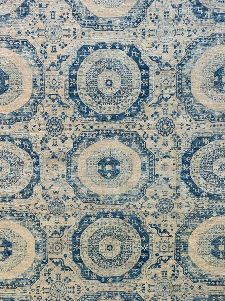 Blue &amp; Ivory Octagonal Medallion Rug – 7’10” x 9’9”