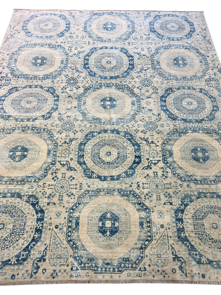 Blue &amp; Ivory Octagonal Medallion Rug – 7’10” x 9’9”