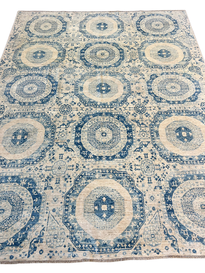 Blue &amp; Ivory Octagonal Medallion Rug – 7’10” x 9’9”