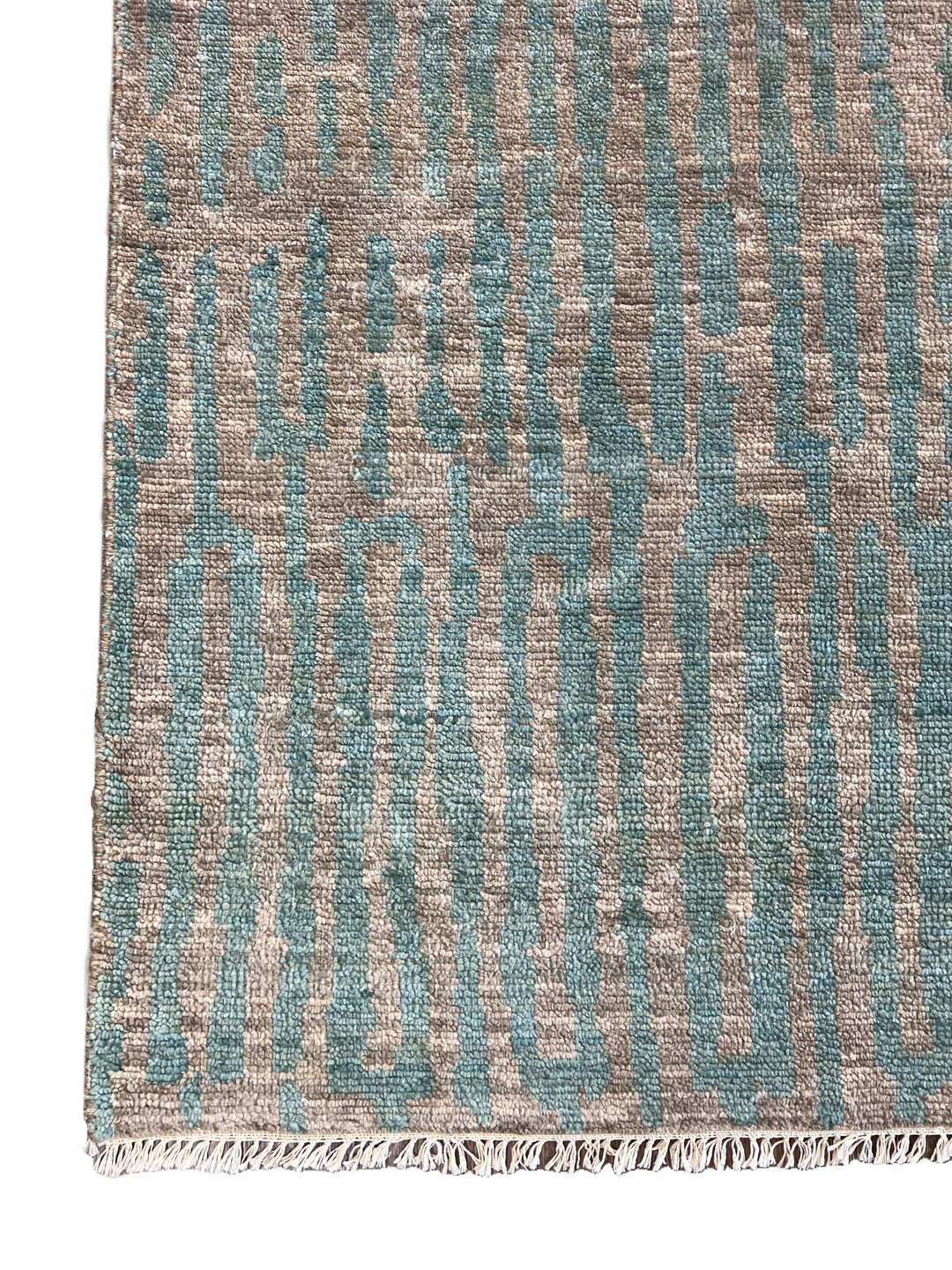 Muted Green &amp; Taupe Brown Abstract Linear Rug – 8’0” x 9’11”