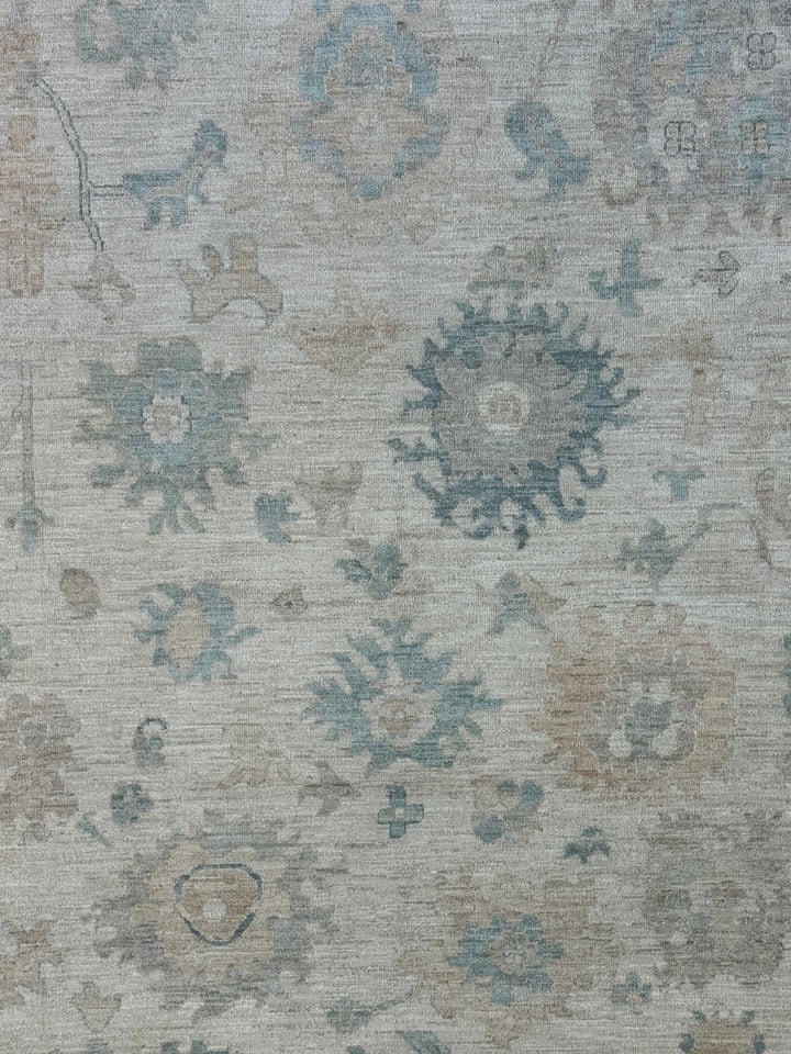 Soft Blue, Ivory &amp; Beige Oushak Style Rug – 7’11” x 9’9”