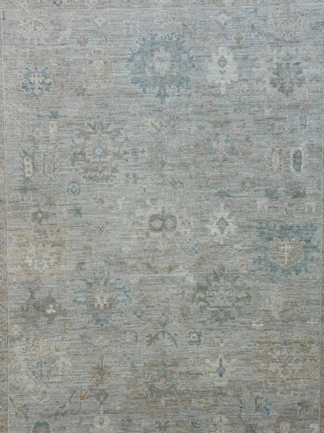 Soft Gray, Ivory &amp; Blue Oushak Style Rug – 8’0” x 9’10”