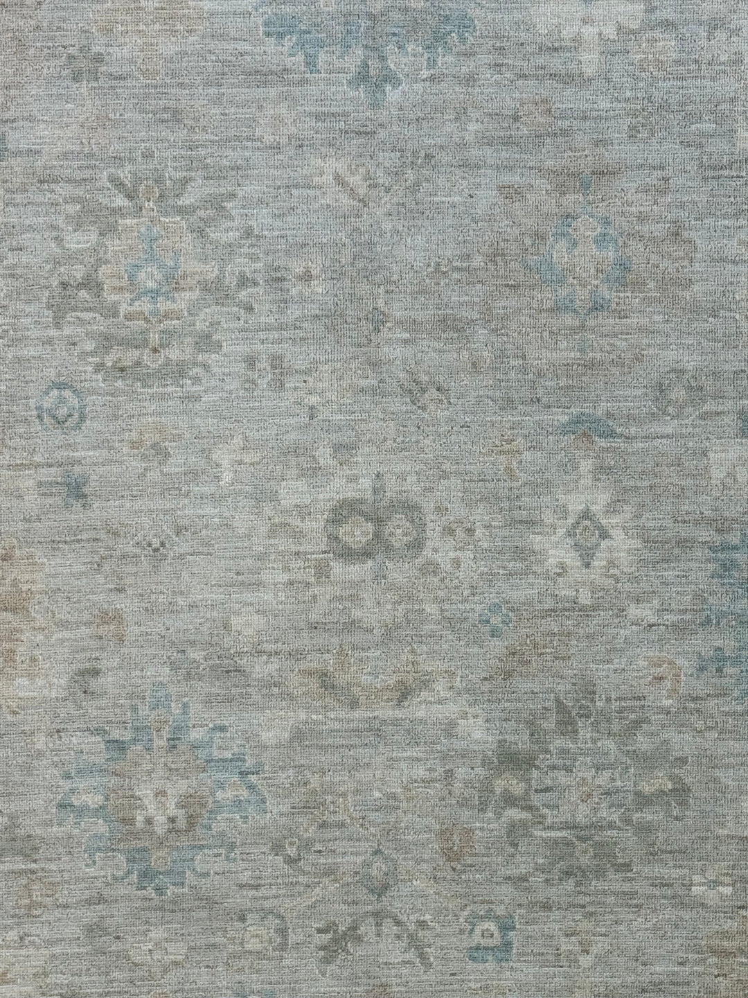 Soft Gray, Ivory &amp; Blue Oushak Style Rug – 8’0” x 9’10”