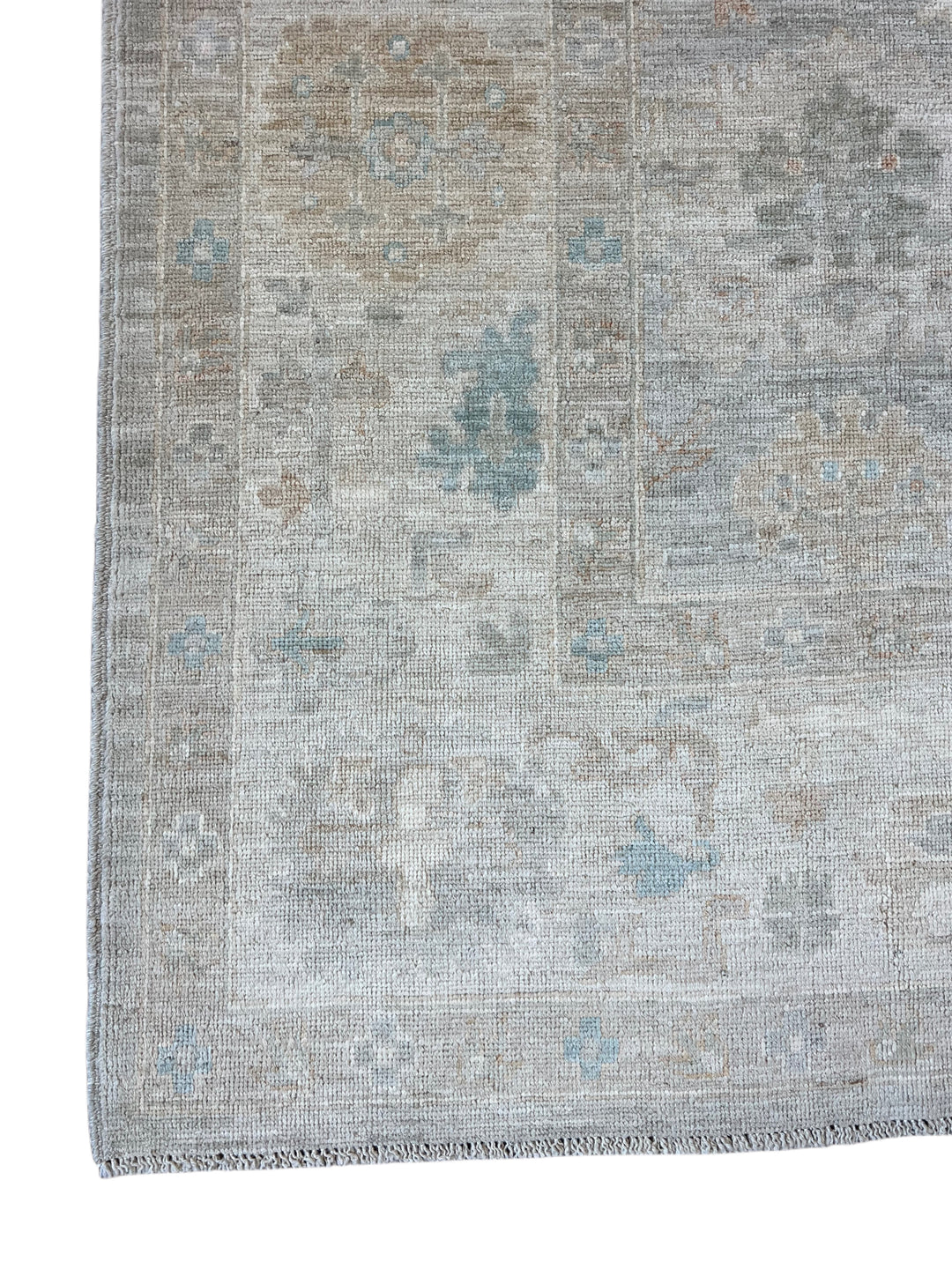 Soft Gray, Ivory &amp; Blue Oushak Style Rug – 8’0” x 9’10”