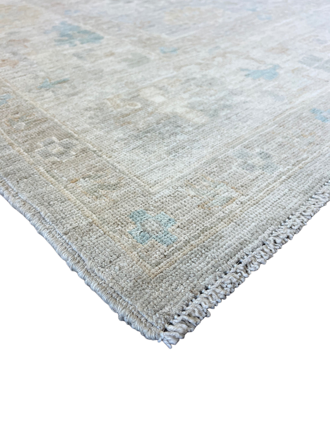 Soft Gray, Ivory &amp; Blue Oushak Style Rug – 8’0” x 9’10”