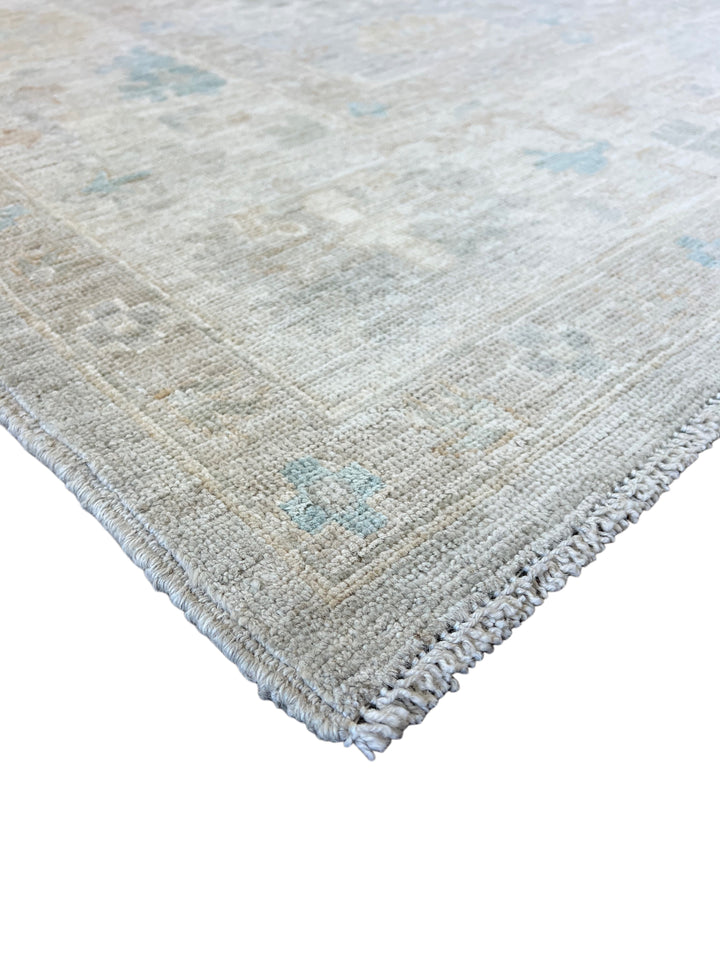 Soft Gray, Ivory &amp; Blue Oushak Style Rug – 8’0” x 9’10”