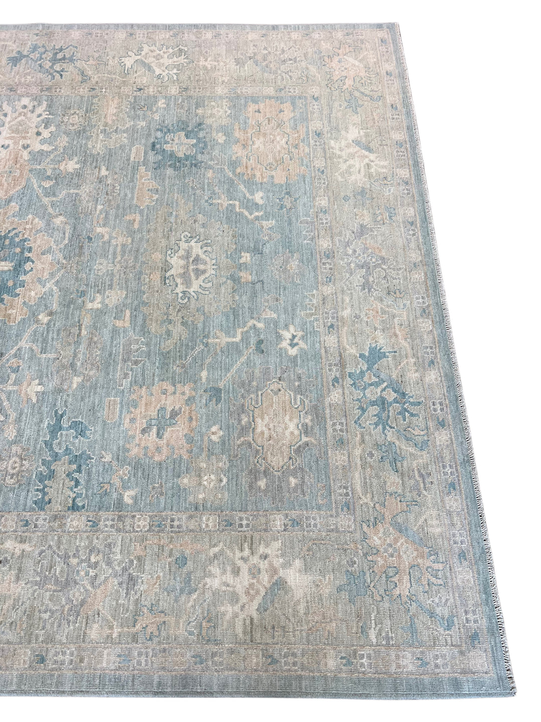 Dusty Blue, Ivory &amp; Beige Oushak Style Rug – 8’1” x 9’10”