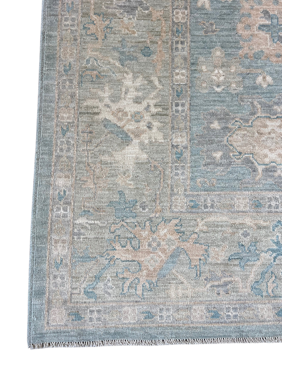 Dusty Blue, Ivory &amp; Beige Oushak Style Rug – 8’1” x 9’10”