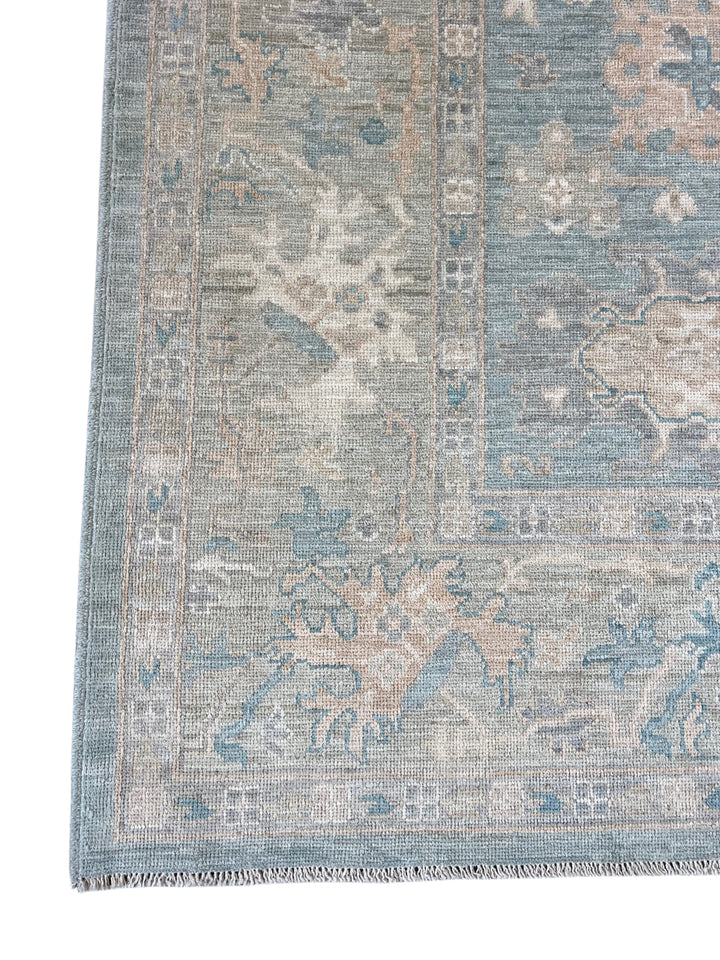 Dusty Blue, Ivory &amp; Beige Oushak Style Rug – 8’1” x 9’10”
