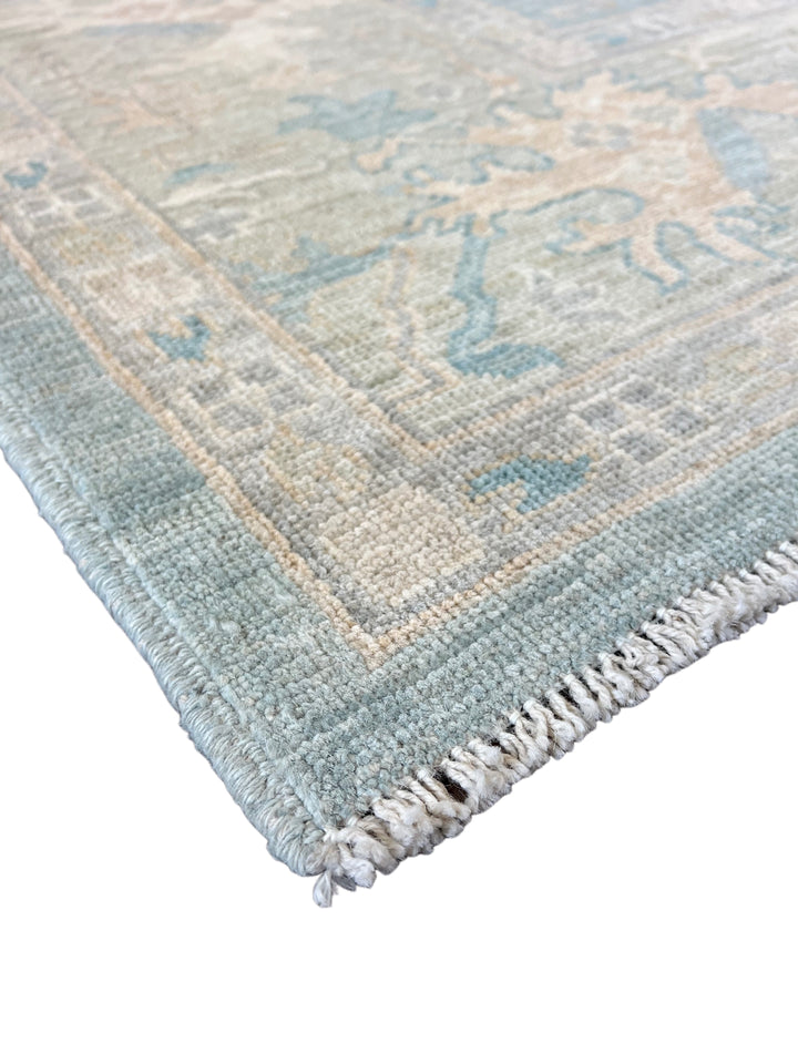 Dusty Blue, Ivory &amp; Beige Oushak Style Rug – 8’1” x 9’10”