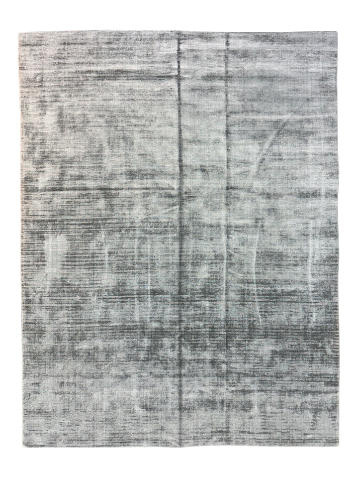 Silver Gray, Charcoal &amp; Ivory Abstract Modern Area Rug – 9’2” x 12’0”